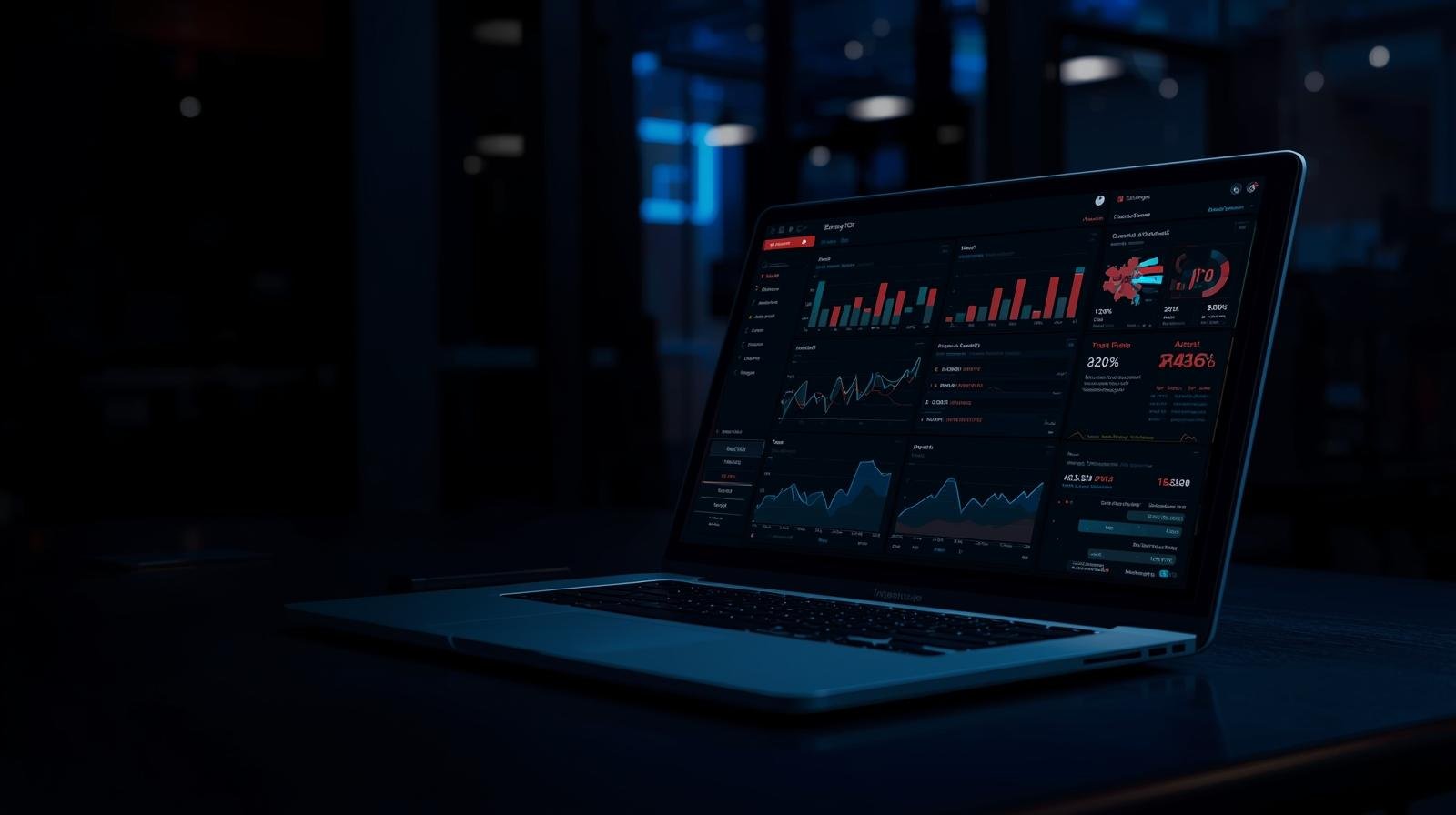 Tableau de bord d’analyse SEO affiché sur un ordinateur portable – Nexite, agence web et référencement en Corse