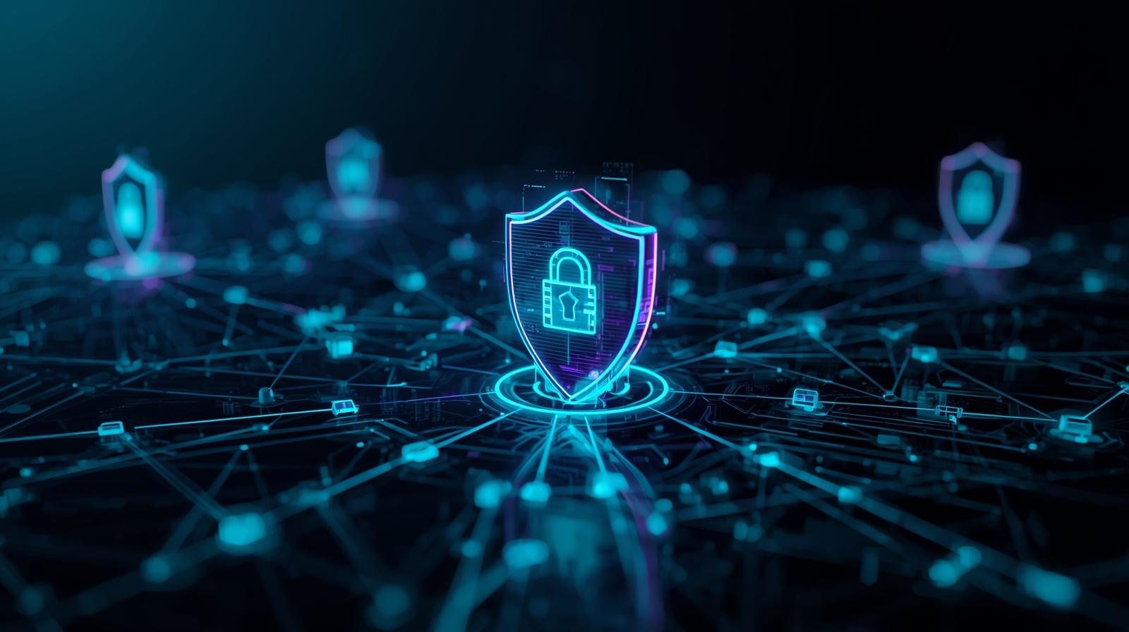 Bouclier numérique représentant la maintenance et la sécurité d’un site web – Nexite, agence web et design digital en Corse