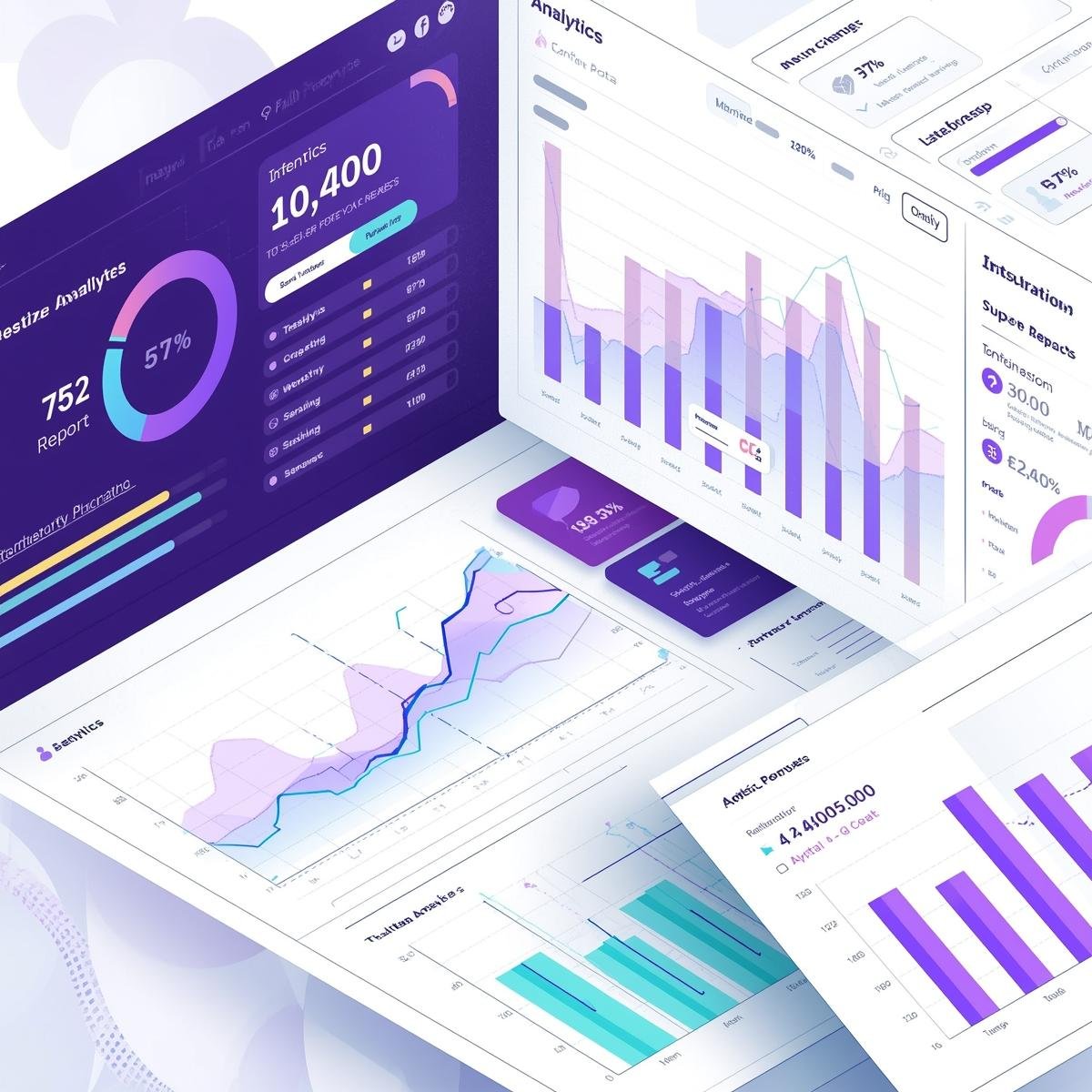 Analyse des performances SEO et tableau de bord analytics, interface numérique épurée.